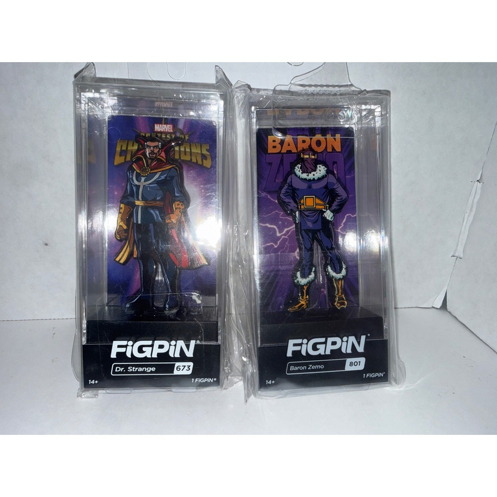 FiGPiN Marvel Dr Strange 673 & Baron Zemo 801 Enamel Pin Set New Case
